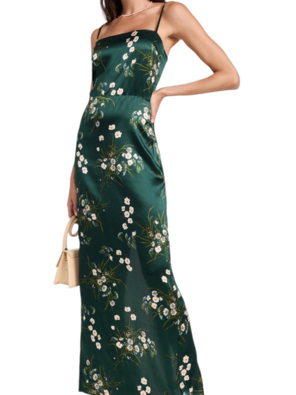 Reformation Emerald Green Frankie Silk Dress - Picture 3 of 8